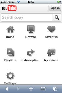 Крупные значки интерфейса YouTube Mobile должны прийтись по вкусу пользователям устройств с сенсорным экраном