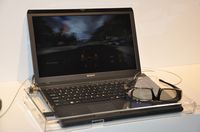 Продемонстрированный Sony прототип ноутбука Vaio со стереодисплеем отображает видео с частотой 240 кадров в секунду; для наблюдения стереоэффекта требуются очки с активным затвором