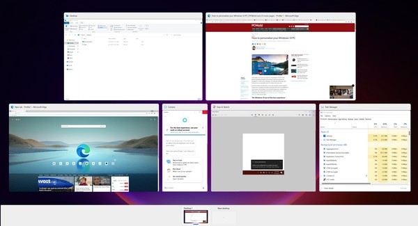 Представление задач Windows 11 поддерживает более одного дисплея при наличии таковых